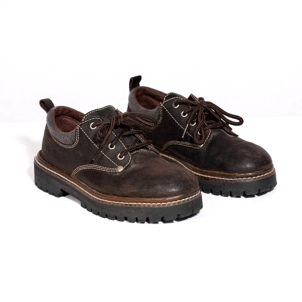 Vintage Skechers Brown Leather Jammers Women's Size 8.5 Chunky Lug Sole Shoes